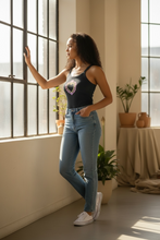 Load image into Gallery viewer, Flaming Heart Milagro Women’s Micro-rib Crop Tank Top- Blush Pink Hue