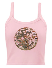 Load image into Gallery viewer, Women’s Micro-Rib Tank Top: Women's Cotton Tank Top: Qing Dynasty Dragon Medallion Graphic Tee | 17th Century Chinese Textile Art | Unknown Artist Collection