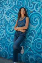 Load image into Gallery viewer, Phoenix + Floral Poly Crop Top, Celestial Slate