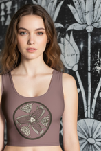 Load image into Gallery viewer, Fish & Lotus Poly Crop Top, Ancient Egyptian Art Print