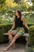Load image into Gallery viewer, Water Lily Poly Shorts, Art Nouveau Inspired Unisex Yoga Shorts