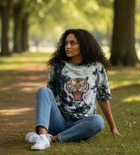 Load image into Gallery viewer, Untamed, Minhwa Korean Tiger Cotton Oversized Tie-Dye T-shirt, 100% US Grown Cotton