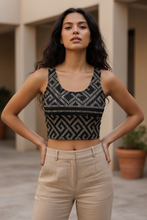 Load image into Gallery viewer, Rushnyk Cotton Crop Top, Boho, Yoga, Ukrainian Embroidery Inspired Crop Tank
