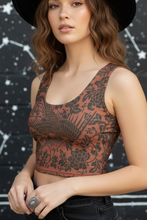 Load image into Gallery viewer, Phoenix + Floral Poly Crop Top, Vintage Art Print