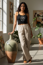 Load image into Gallery viewer, Fish & Lotus Motif Women’s Micro-rib Tank Top, Ancient Egyptian Inspired Boho Crop Top
