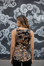 Load image into Gallery viewer, Dragon Medallion Poly Tank, Qing Dynasty Art Print, Boho Yoga Festival Top