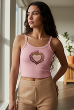 Load image into Gallery viewer, Flaming Heart Milagro Women’s Micro-rib Crop Tank Top- Blush Pink Hue