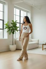 Load image into Gallery viewer, Flaming Heart Milagro Women’s Micro-rib Crop Tank Top