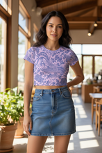 Load image into Gallery viewer, Vintage Phoenix + Floral Print Crop Tee- Baby Pink
