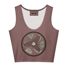Load image into Gallery viewer, Cotton Crop Top: Vintage Fish & Lotus, Boho, Art Tank Top