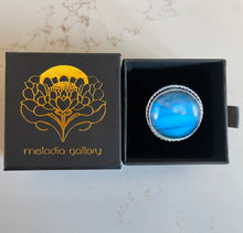Load image into Gallery viewer, Labradorite Divination Ring with Mesmerizing Blue Sheen – Sterling Silver, Adjustable