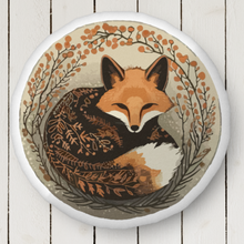 Load image into Gallery viewer, Fox Decor Pillow, Cute, Rustic Fox Design, Woods, Forest, Nature, Animal Pillow, Original Art by Melodia