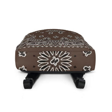Load image into Gallery viewer, Melodia Gallery brown bandana print backpack with white and black paisley design. Water-resistant polyester.