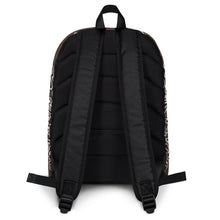 Load image into Gallery viewer, Melodia Gallery bandana backpack in chocolate brown and white paisley print. Features padded straps and mesh back.