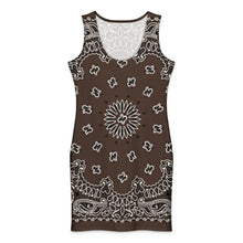 Load image into Gallery viewer, Melodia Gallery brown bandana print cotton bodycon sleeveless mini dress