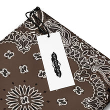 Load image into Gallery viewer, Melodia Gallery crossbody bag in chocolate brown with white paisley print. Faux leather with zip-top closure.
