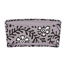 Load image into Gallery viewer, Melodia Gallery grey bandeau bikini top with black floral vine print. Double-layered recycled polyester and elastane.