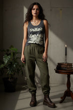 Load image into Gallery viewer, Melodia Gallery dark grey 100% cotton tank top with a vintage bats art nouveau graphic print.