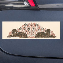 Load image into Gallery viewer, Melodia Gallery Big Cats Art Nouveau car magnet, vintage illustration of two lions with ornate floral design, beige, brown, and pink.