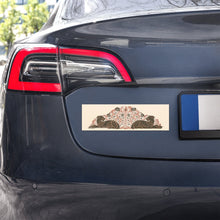 Load image into Gallery viewer, Melodia Gallery Big Cats Art Nouveau car magnet, vintage illustration style, beige background, weather-resistant, made in USA.