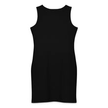 Load image into Gallery viewer, Melodia Gallery black 100% cotton bodycon dress with vintage art nouveau inspired design