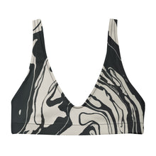 Load image into Gallery viewer, Melodia Gallery black and white marble wash recycled padded bikini top, top only.