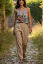 Load image into Gallery viewer, Melodia Gallery grey 100% cotton tank top with vintage firebird graphic art, women's boho style.