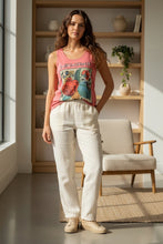 Load image into Gallery viewer, Melodia Gallery blush rose 100% cotton tank top with vintage firebird graphic print. Women's boho style.