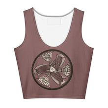 Load image into Gallery viewer, Melodia Gallery vintage fish and lotus graphic print crop top, 100% cotton, boho style.