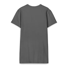 Load image into Gallery viewer, Melodia Gallery dark grey cotton-elastane blend t-shirt dress with short sleeves and crew neck.