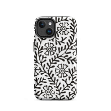 Load image into Gallery viewer, Melodia Gallery Flower & Vine II MagSafe tough case for iPhone with vintage Art Nouveau floral pattern. Black and white.