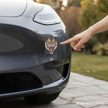 Load image into Gallery viewer, Melodia Gallery Korean Tiger Minhwa vintage art car magnet with roaring mouth and bright eyes.