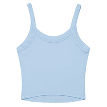 Load image into Gallery viewer, Melodia Gallery light blue 100% cotton micro-rib tank top with thin straps and scoop neckline.