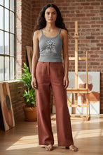 Load image into Gallery viewer, Melodia Gallery grey cotton micro rib crop tank with lotus bloom graphic art