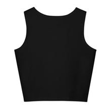 Load image into Gallery viewer, Melodia Gallery black cotton elastane blend crop tank top with rainbow ombre mushroom graphic