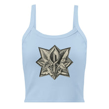 Load image into Gallery viewer, Melodia Gallery light blue 100% cotton micro-rib tank top with vintage Art Nouveau peace lily graphic.