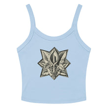 Load image into Gallery viewer, Melodia Gallery light blue 100% cotton micro-rib tank top with vintage peace lily graphic art.