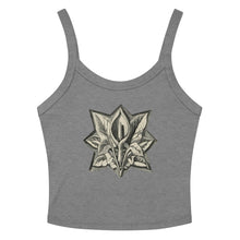 Load image into Gallery viewer, Melodia Gallery grey 100% cotton micro-rib tank top with vintage Art Nouveau peace lily graphic.