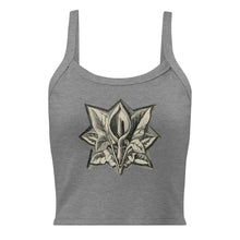 Load image into Gallery viewer, Melodia Gallery grey 100% cotton micro-rib tank top with vintage Art Nouveau peace lily graphic.
