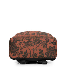 Load image into Gallery viewer, Melodia Gallery Phoenix + Floral Minimalist Backpack in terracotta with black floral print. Polyester.