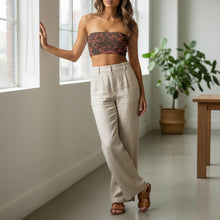 Load image into Gallery viewer, Melodia Gallery Phoenix + Floral Recycled Bandeau Bikini Top. Terracotta with black phoenix and floral print. Recycled polyester and elastane.