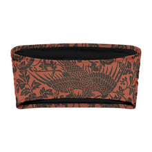 Load image into Gallery viewer, Melodia Gallery Phoenix + Floral Recycled Bandeau Bikini Top in rust with black print. Double-layered, UPF 50+.