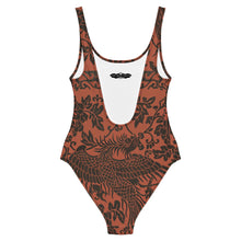 Load image into Gallery viewer, Melodia Gallery Phoenix + Floral Recycled One Piece Swimsuit with scoop neckline and low back. Made from recycled polyester and elastane.