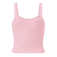 Load image into Gallery viewer, Melodia Gallery light pink 100% cotton micro rib crop tank top with double strap detail.