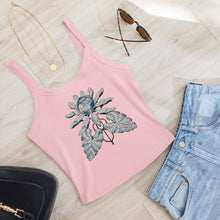Load image into Gallery viewer, Melodia Gallery pink cotton micro rib crop tank with vintage lotus bloom graphic art. 100% cotton.