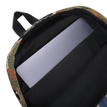 Load image into Gallery viewer, Melodia Gallery Twin Dragons backpack with 15" laptop compartment, water-resistant polyester, dragon and cloud print.