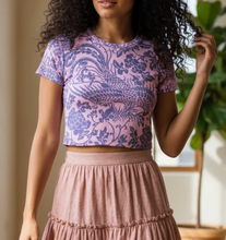 Load image into Gallery viewer, Vintage Phoenix + Floral Print Crop Tee- Baby Pink