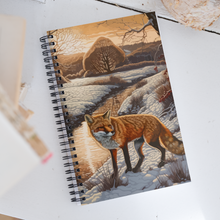 Load image into Gallery viewer, Fox Spiral Notebook, Snowy Fox Oil Painting by Melodia, Blank Notebook