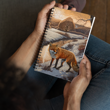 Load image into Gallery viewer, Fox Spiral Notebook, Snowy Fox Oil Painting by Melodia, Blank Notebook