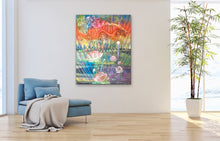 Load image into Gallery viewer, Water Bearer, Aquarius, Original Oil Painting By Melodia Reproduction On Traditional Stretched Canvas, Dragon, Lotus, Zodiac, Spiritual Art